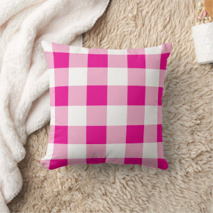 White And Pink Chequerboard Pattern Throw Pillow