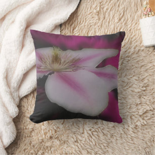 White And Pink Clematis Flower Cushion