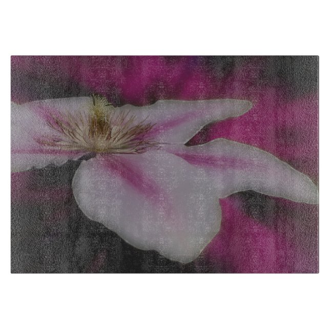 White And Pink Clematis Flower Cutting Board (Front)