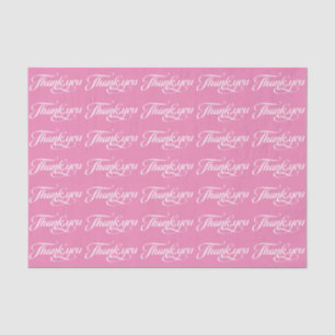 White And Pink Elegant Thank You Pattern Tissue Paper