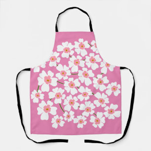 White and Pink Fantasy Flower Power   Apron