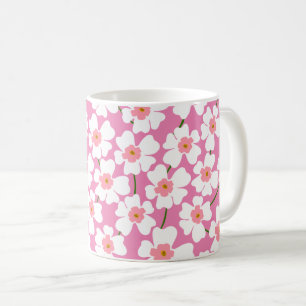White and Pink Fantasy Flower Power Coffee Mug