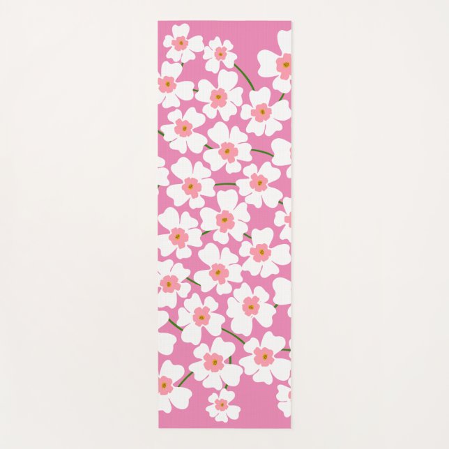 White and Pink Fantasy Flower Power   Yoga Mat (Front)