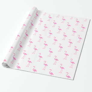 White and Pink Flamingo Pattern Wrapping Paper