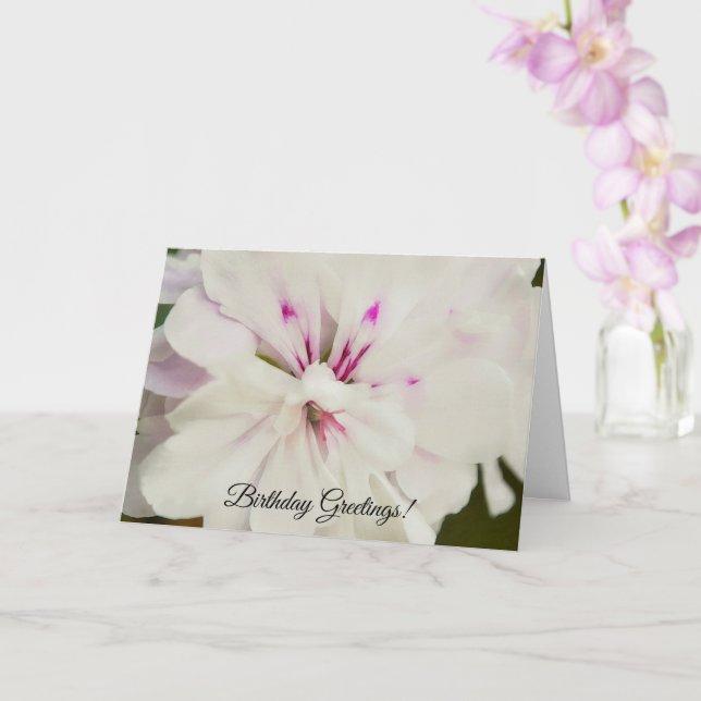 White and Pink Flower Floral Birthday Card (Orchid)