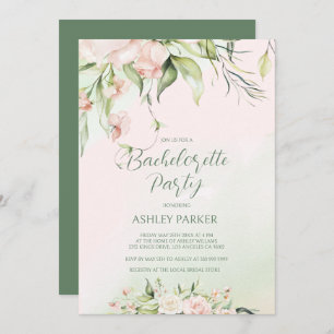White and pink flowers Bachelorette Party Invite 