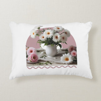 White and Pink Flowers Decorative Cushion