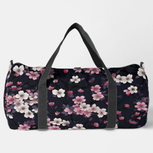White and Pink Flowers Duffle Bag
