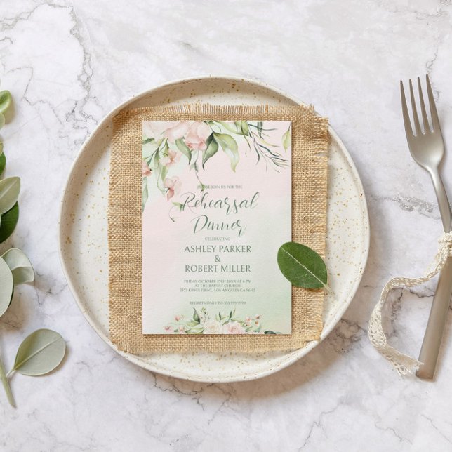 White and pink flowers Rehearsal Dinner Invite (Creator Uploaded)
