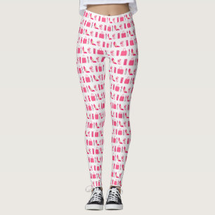 White and pink girly things design leggings