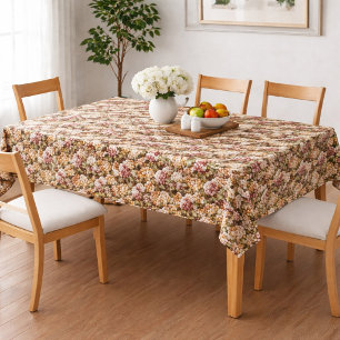 White and Pink Grapes Faux Crochet  Tablecloth