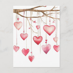 white and pink Hearts Valentine's Greeting Postcard