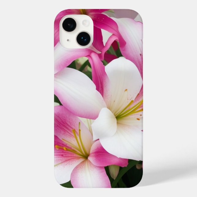 white and pink lily flowers Case-Mate iPhone case (Back)