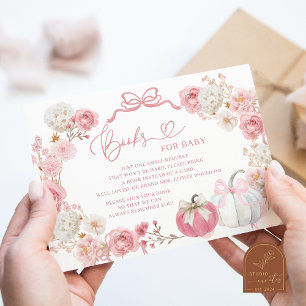 White and Pink Little Pumpkin Books for Baby Enclosure Card