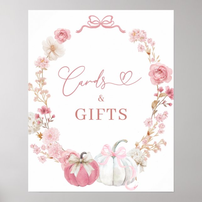 White and Pink Little Pumpkin Card and Gifts Poster (Front)