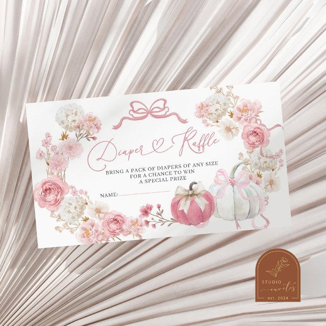 White and Pink Little Pumpkin Diaper Raffle Enclosure Card (Creator Uploaded)