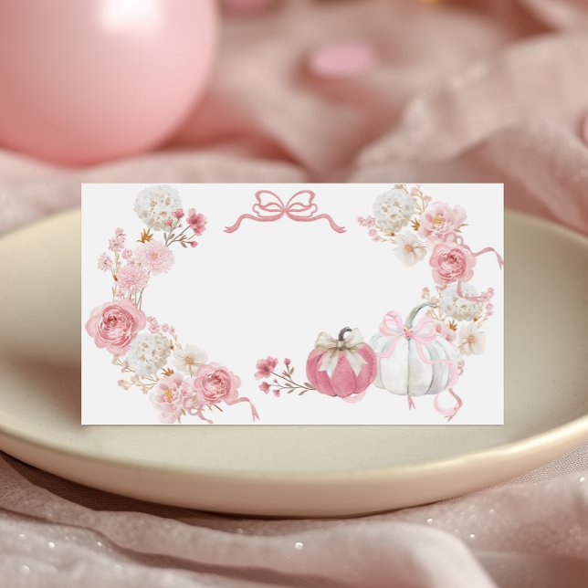 White and Pink Little Pumpkin Food Label Appointment Card (Creator Uploaded)
