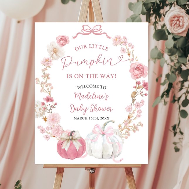 White and Pink Little Pumpkin Welcome Sign (Creator Uploaded)