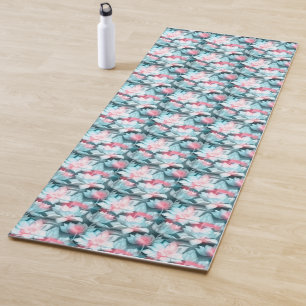 White And Pink Lotus Yoga Mat