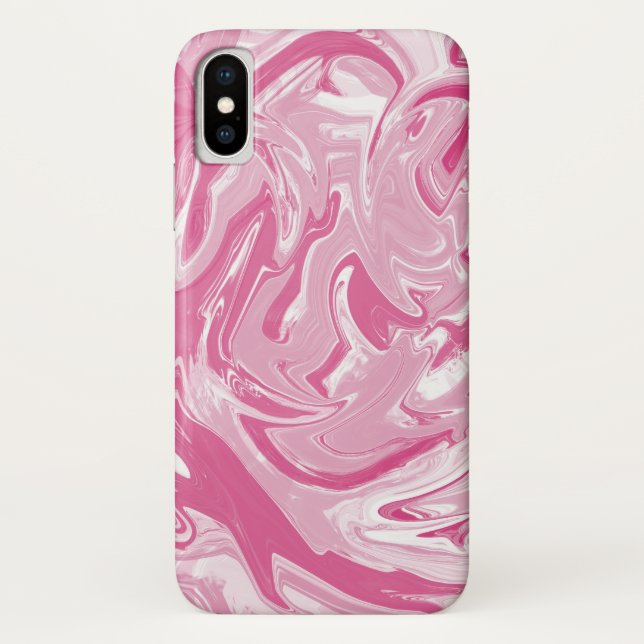 White And Pink Marbled Case-Mate iPhone Case (Back)