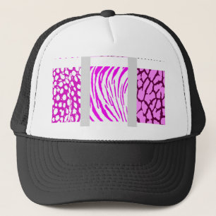 White and Pink Mixed Animal Print Trucker Hat