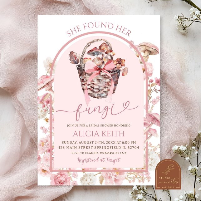 White and Pink Mushroom Bridal Shower Invitation (Creator Uploaded)