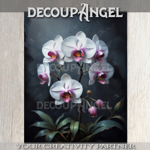 White and Pink Orchids Decoupage Tissue Paper