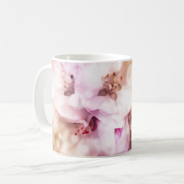 White and Pink Orchids – Elegant Floral  Coffee Mug (Front Left)