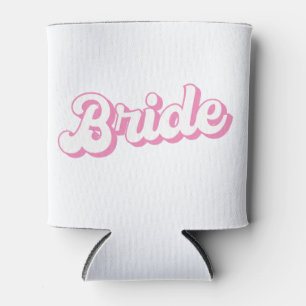 White and Pink Personalised Bride Can Cooler