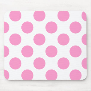 White and Pink Polka Dot Mouse Pad