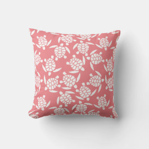 White And Pink Repeat Motif Sea Turtle Pattern Cushion