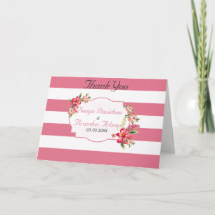 White And Pink Stripes Pattern - Thank You Card