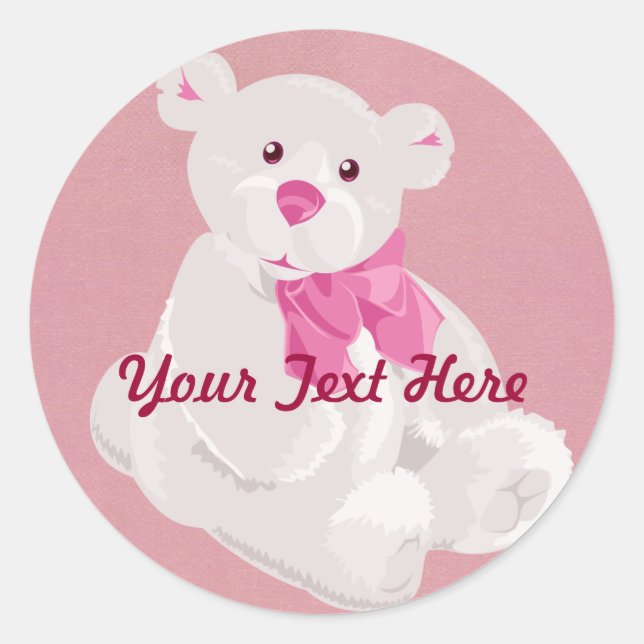 White and Pink Teddy Bear Stickers (Front)