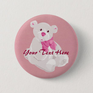 White and Pink Teddy Button