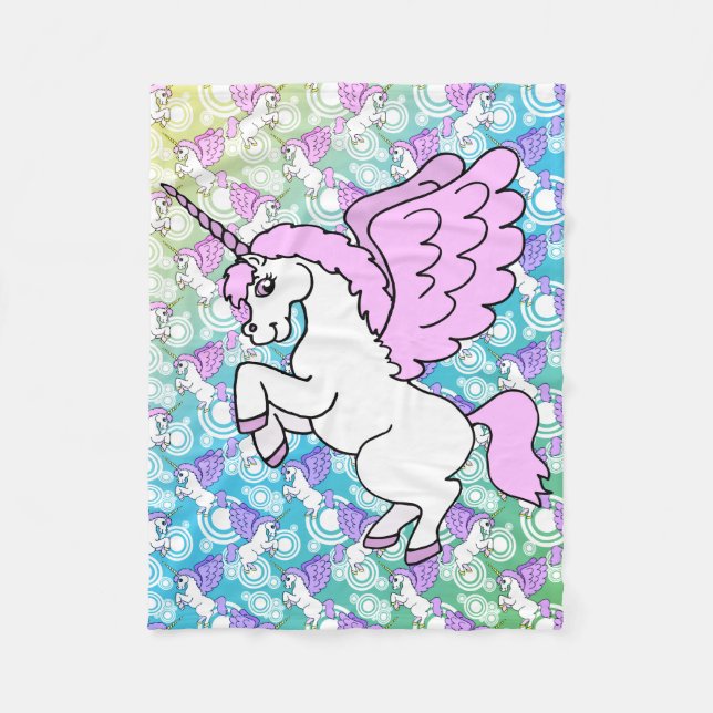White and Pink Unicorn Fleece Blanket (Front)