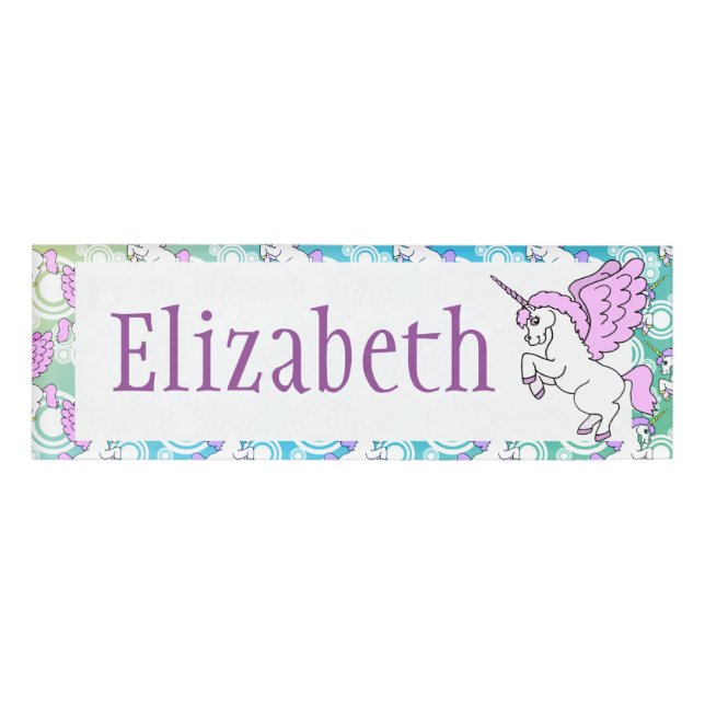 White and Pink Unicorn Name Tag (Front)
