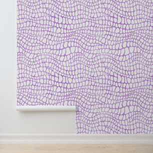 White and Purple Crocodile / Alligato Skin Pattern Wallpaper