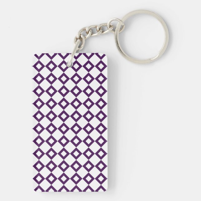 White and Purple Diamond Pattern Key Ring (Back)