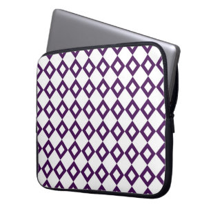 White and Purple Diamond Pattern Laptop Sleeve