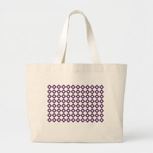 White and Purple Diamond Pattern Large Tote Bag