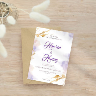 White and Purple Floral Wedding Invitations