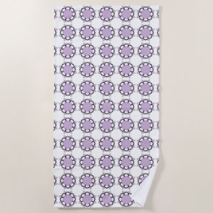 White and purple geometric mandala pattern Towel