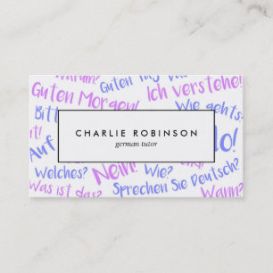 White and purple German tutor business card