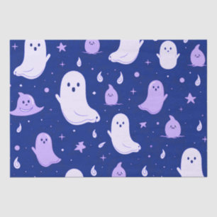 White and Purple Ghosts Stars Blue Halloween Tissue Paper