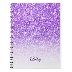 White And Purple Glitter Notebook