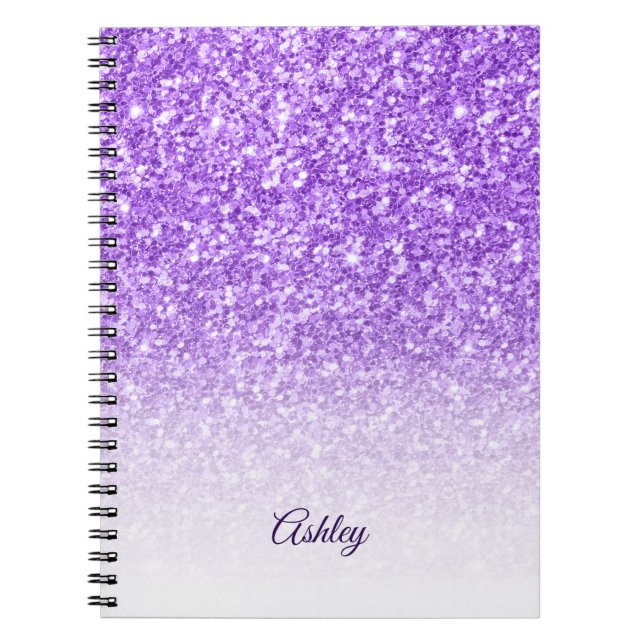 White And Purple Glitter Notebook (Front)