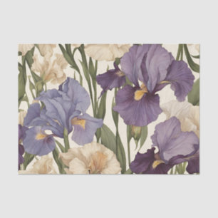 White and Purple Iris Flowers Tissue Paper