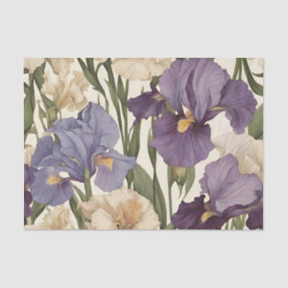 White and Purple Iris Flowers Tissue Paper