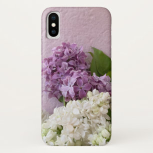 White and purple lilacs on texture iPhone x case