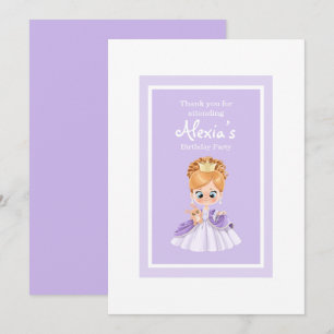White and purple little princess invitation